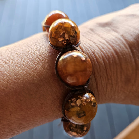 Macrame Orgonite Bead Bracelet - Amber