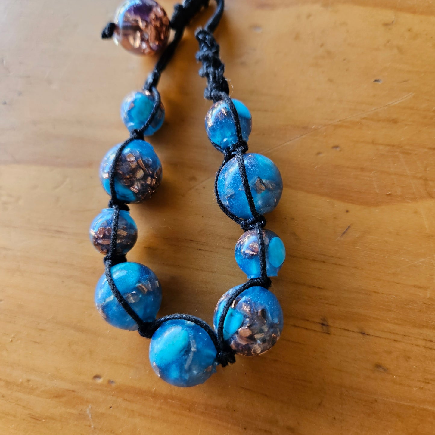 Macrame & Orgonite Bead Bracelet - Turquoise blue