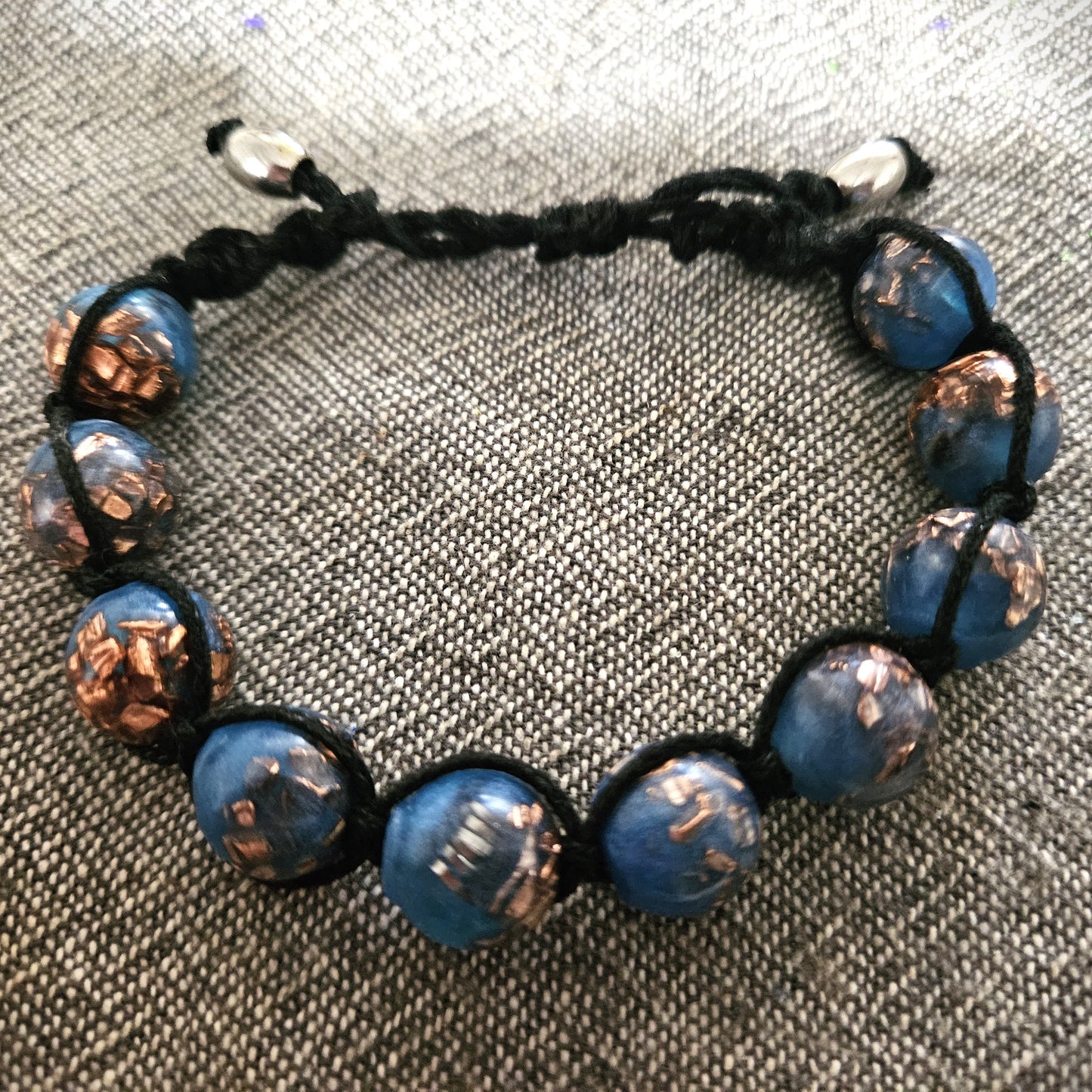 Macrame & Orgonite Bead Bracelet - Turquoise blue small