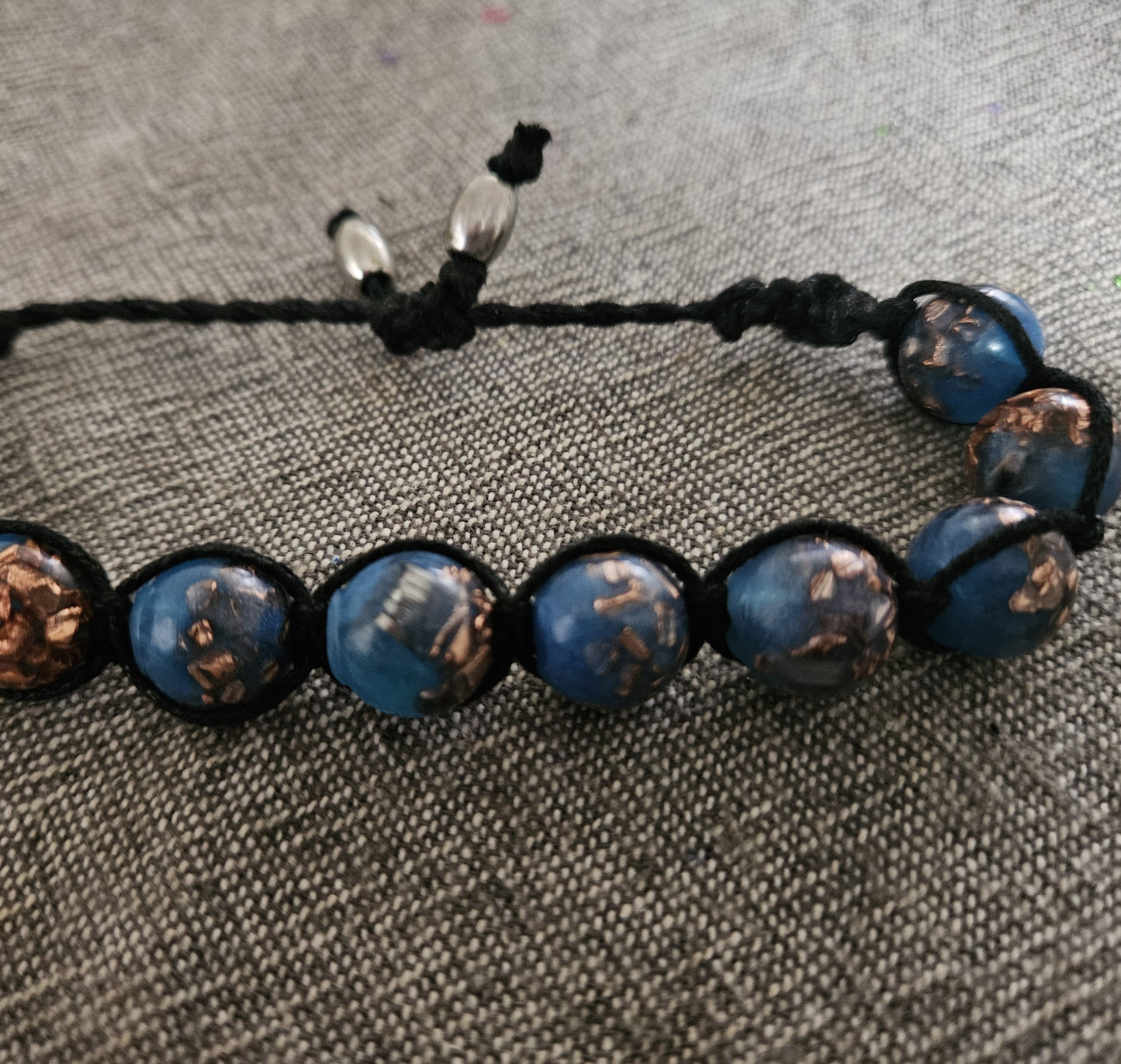 Macrame & Orgonite Bead Bracelet - Turquoise blue small