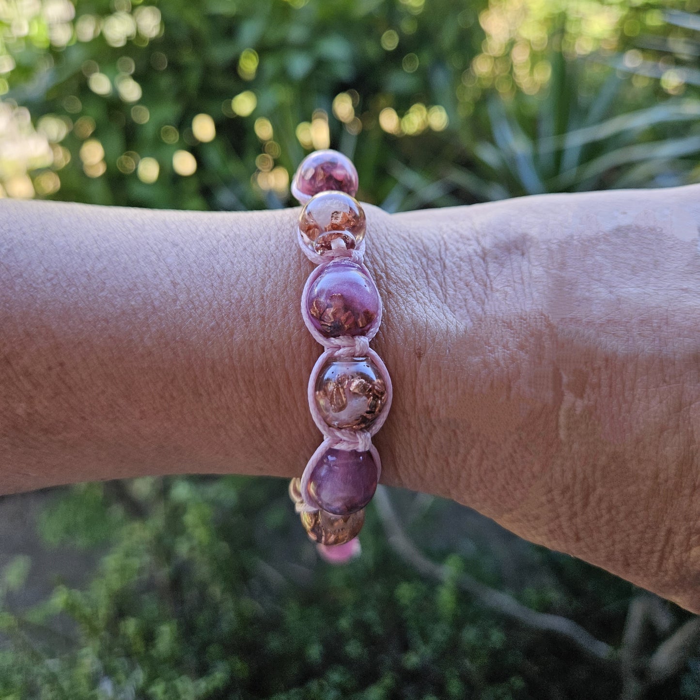 Macrame & Orgonite Bead Bracelet - Rose Quartz