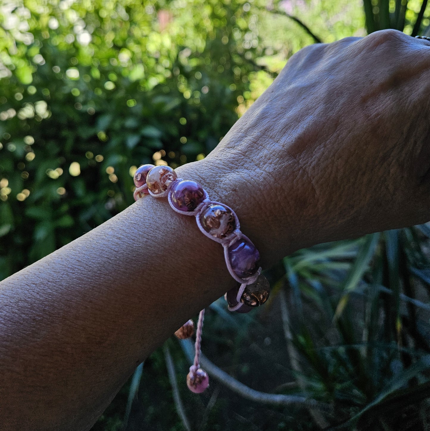 Macrame & Orgonite Bead Bracelet - Rose Quartz