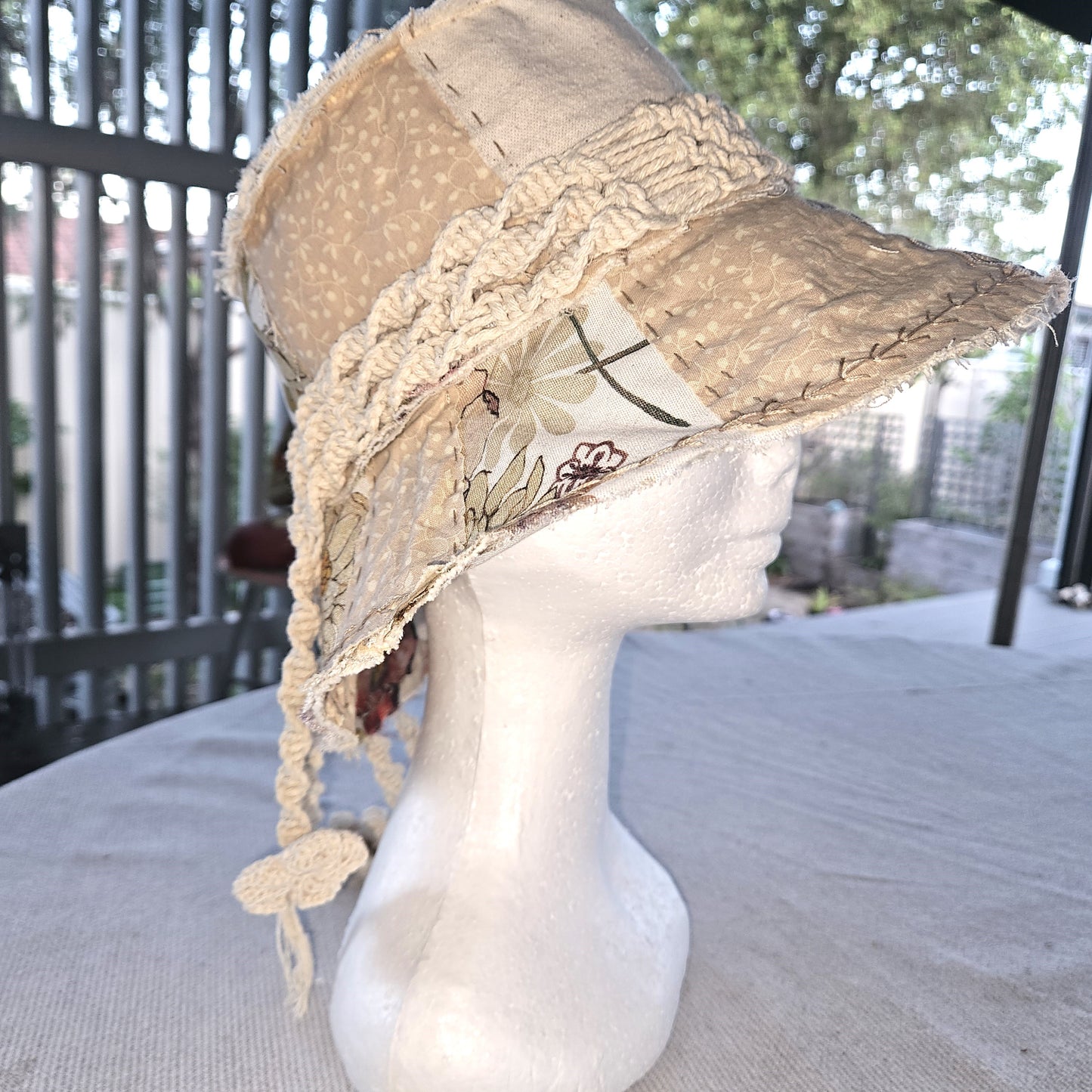 Frayed Boho Hat with Macrame