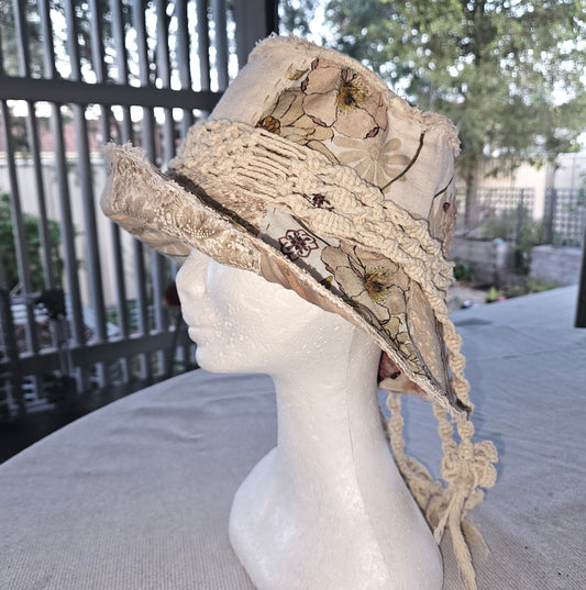 Frayed Boho Hat with Macrame