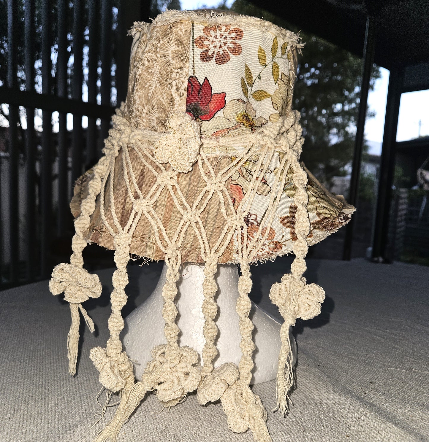 Frayed Boho Hat with Macrame