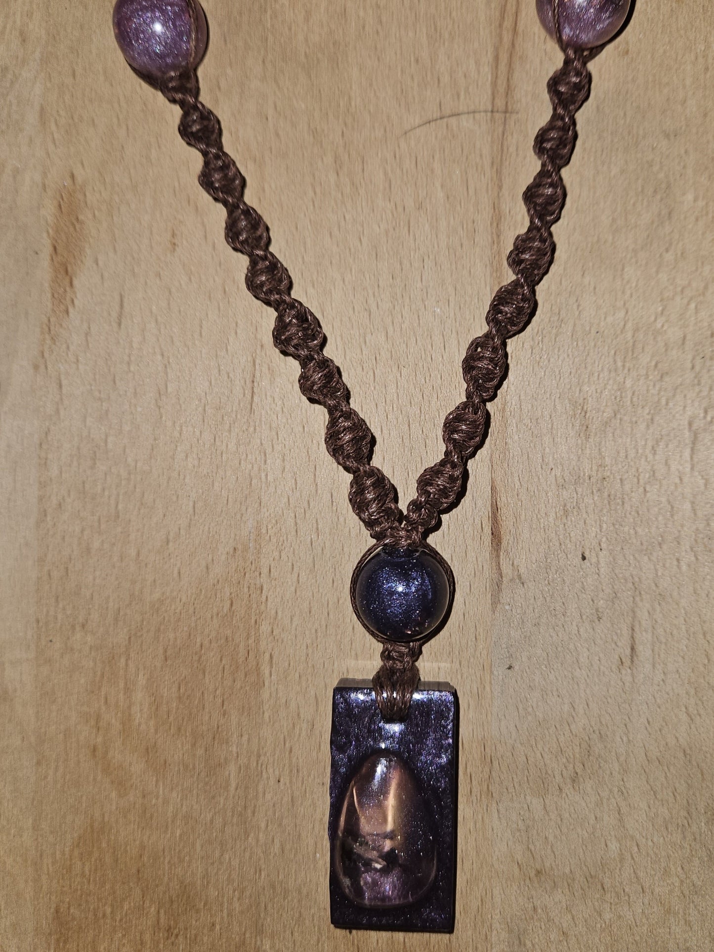 Macrame Quartz Crystal Orgonite Necklace