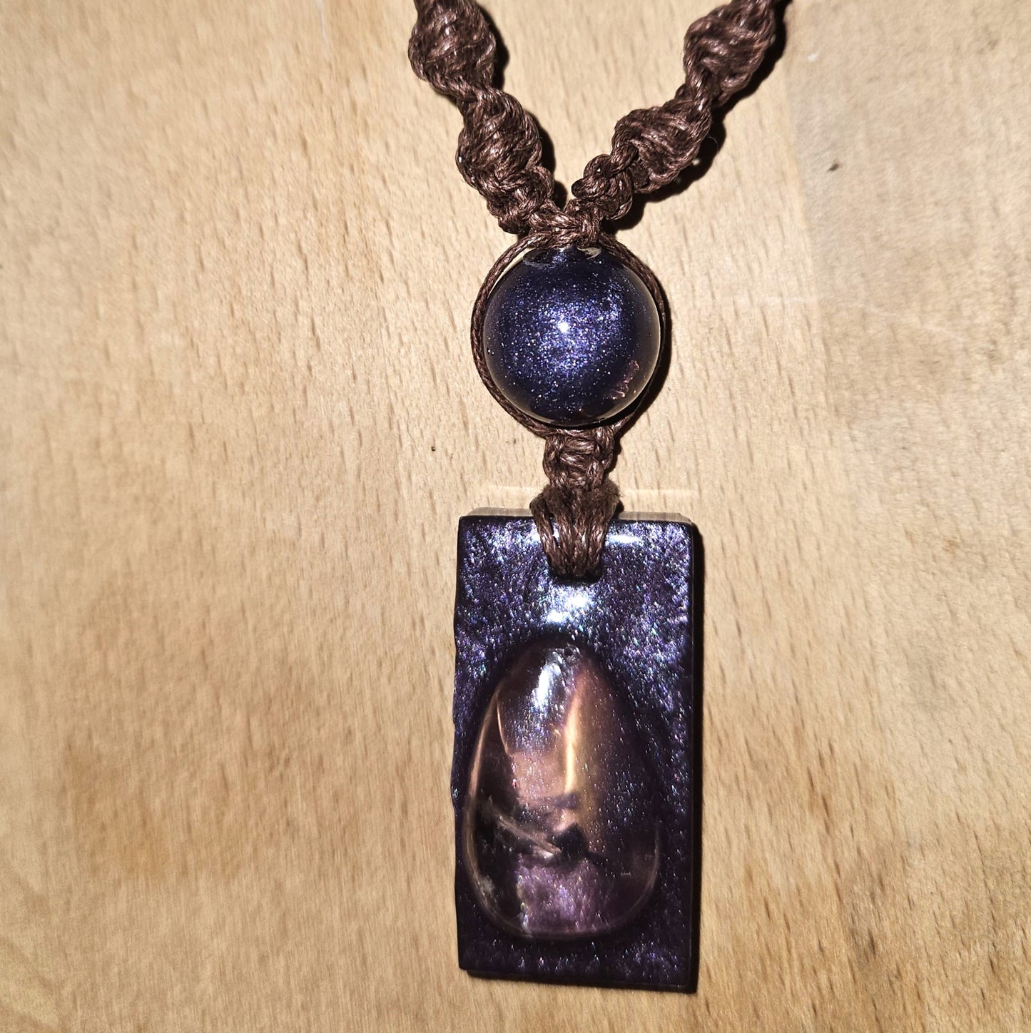 Macrame Quartz Crystal Orgonite Necklace